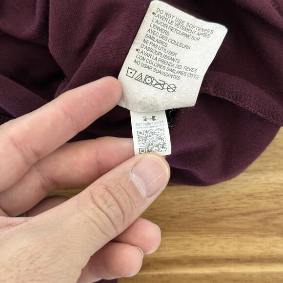 Under Armour Project Rock Shirt Mens Sz M Burgundy Hardest Worker Gym Fitness - Picture 11 of 12